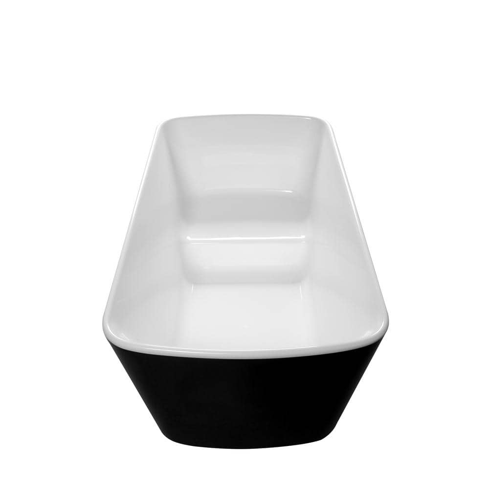 cadeninc 49 in. x 28 in. Acrylic Square Freestanding Soaking Bathtub in Glossy Black with Chrome Overflow and Drain (3)