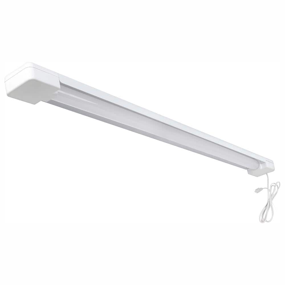 Commercial Electric 3 ft. 30-Watt 4000K Bright White 1-Light 3000 Lumens White Integrated LED Hanging Shop Light Fixture with Power Cord (2)