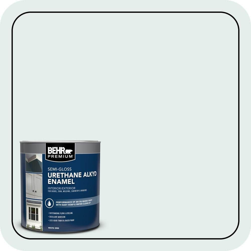 BEHR PREMIUM 1 qt. #W-D-510 Waterfall Mist Semi-Gloss Enamel Urethane Alkyd Interior/Exterior Paint (1)