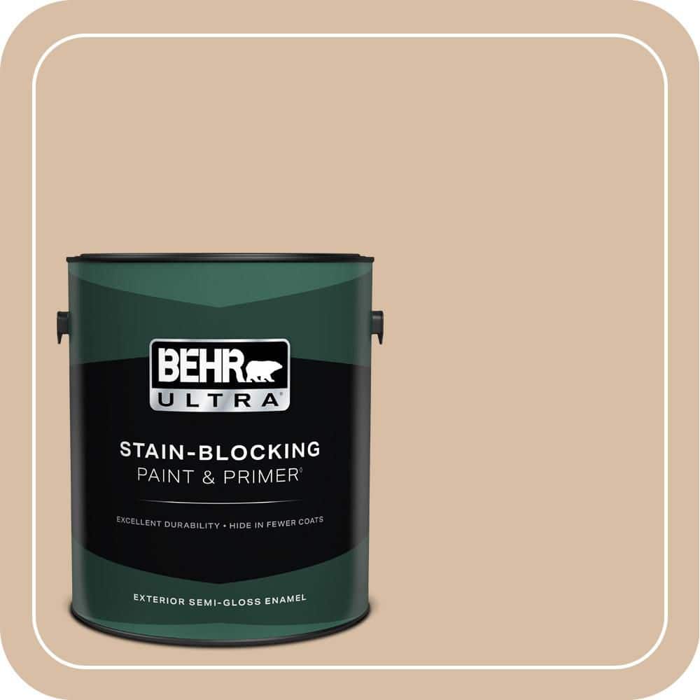 BEHR ULTRA 1 gal. #PPH-15 Nut Flavor Semi-Gloss Enamel Exterior Paint and Primer