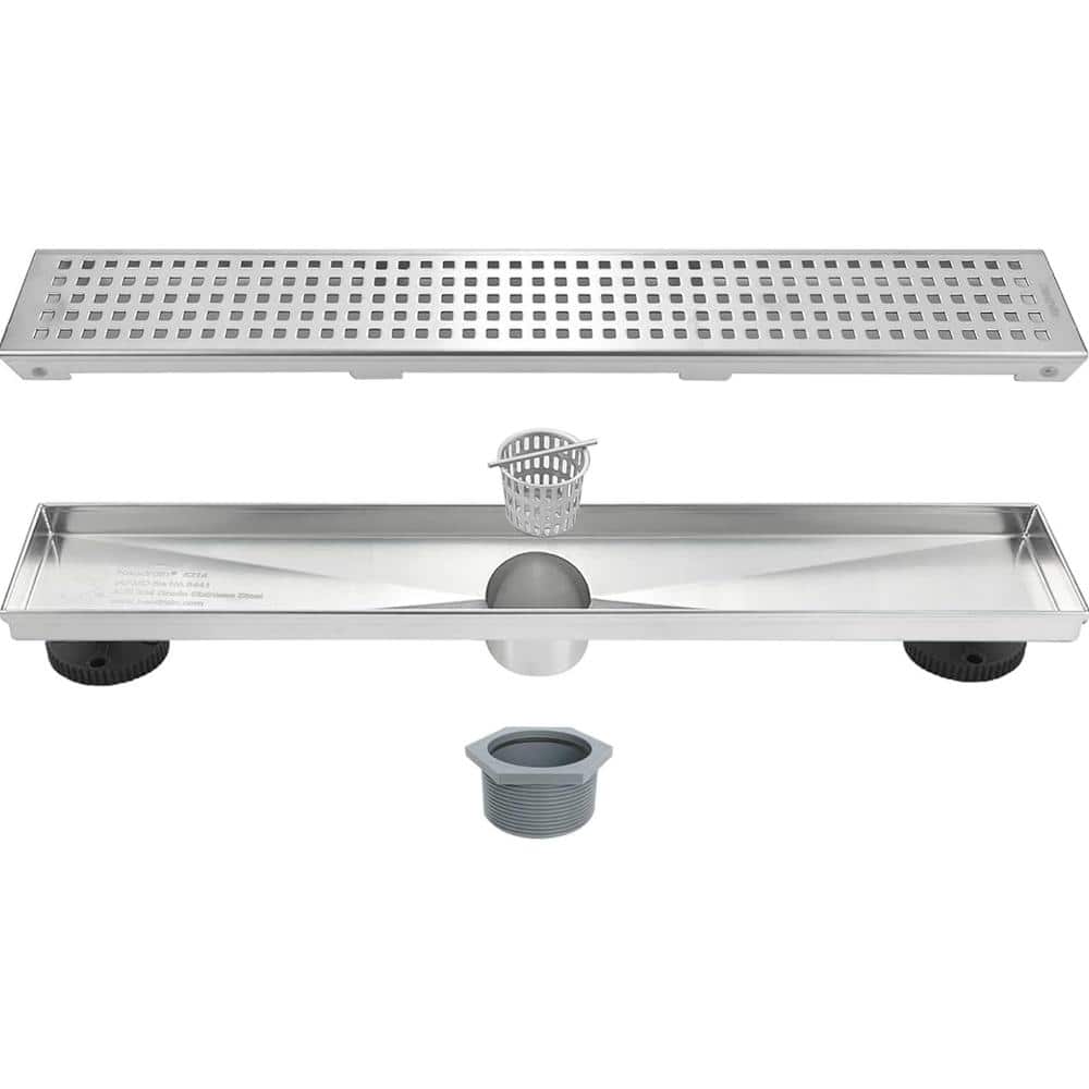 Neodrain Linear Shower Drain 18 Inch SUS304 with Classic Square Grate Design for Bathroom (3)