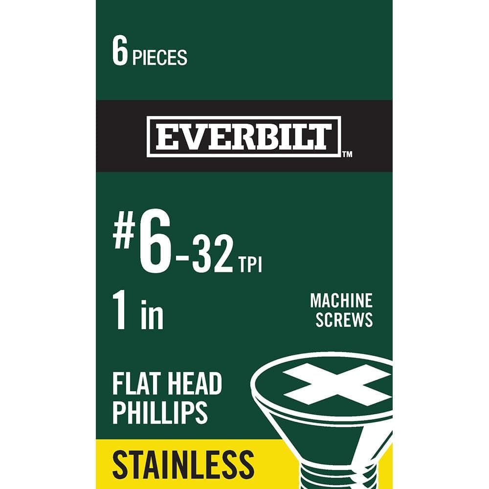 Everbilt #6-32 x 1 in. Stainless Steel Phillips Flat Head Machine Screw (6-Pack) (1)