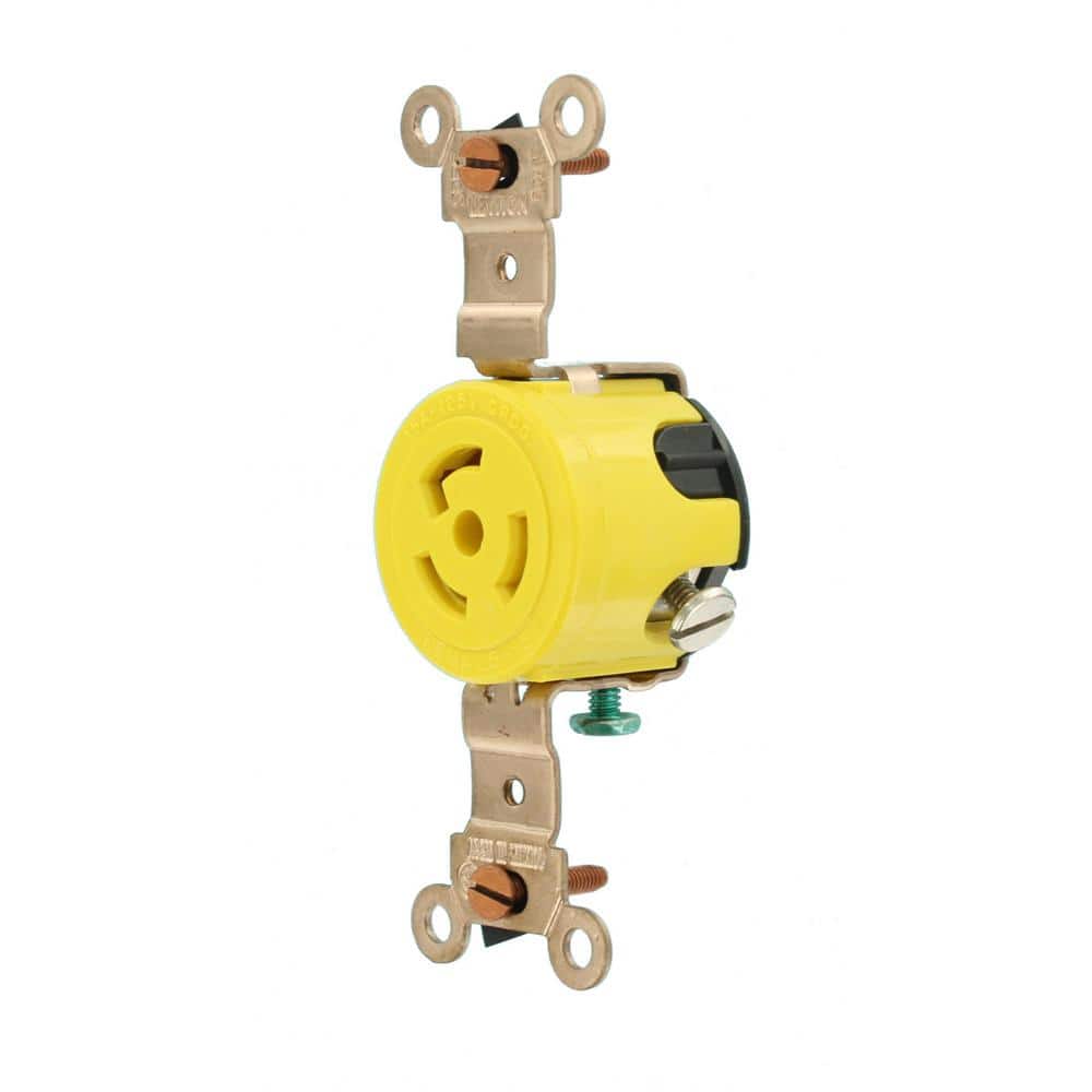 Leviton 15 Amp 125-Volt Single Locking Outlet Industrial Grade Grounding Corrosion Resistant, Yellow 47CM-10 (3)