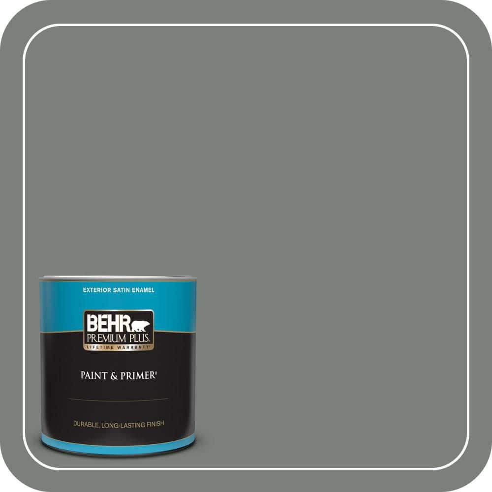 BEHR PREMIUM PLUS 1 qt. #MQ6-20 Coastal Storm Satin Enamel Exterior Paint & Primer