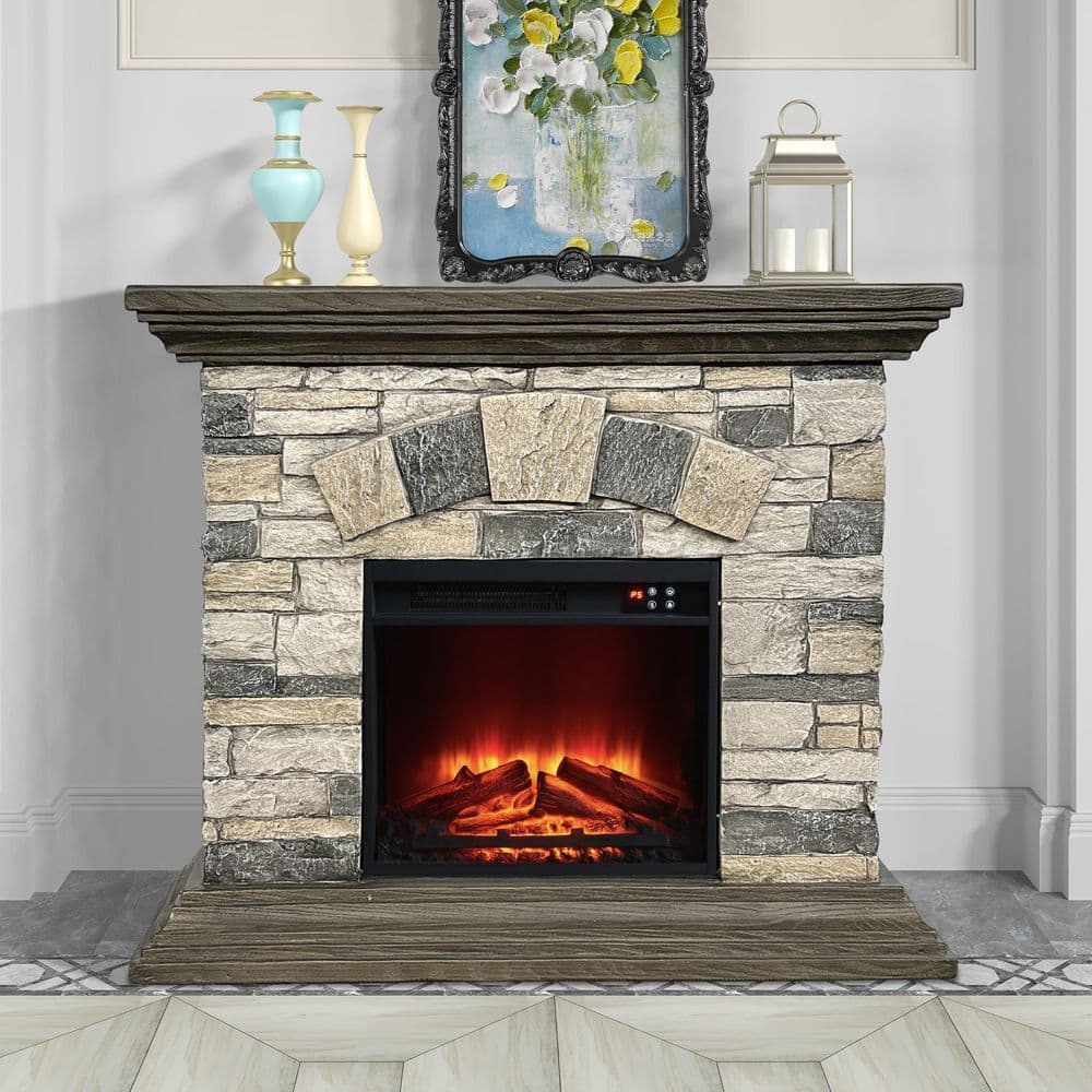 FESTIVO 40 in. Freestanding Electric Fireplace in Gray