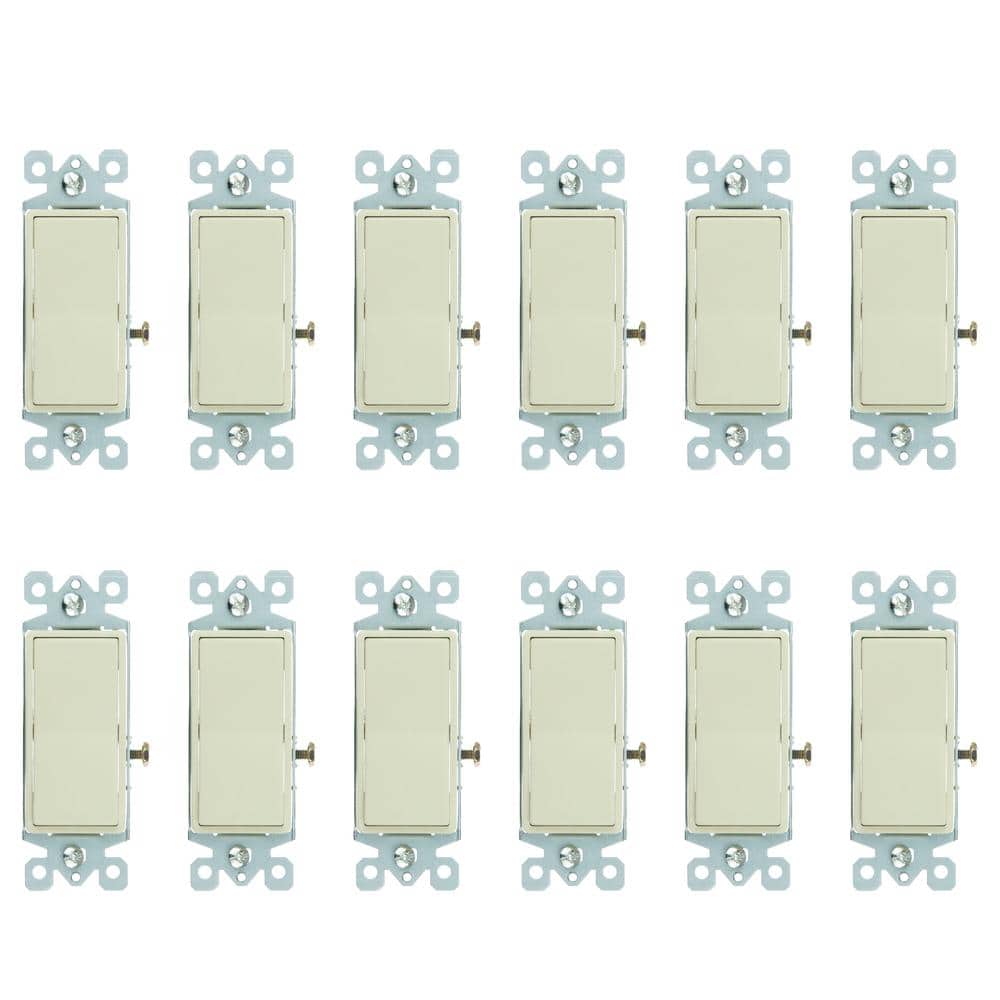Sunlite 15 Amp Single Pole Rocker Ivory Light Switch (12-Pack)