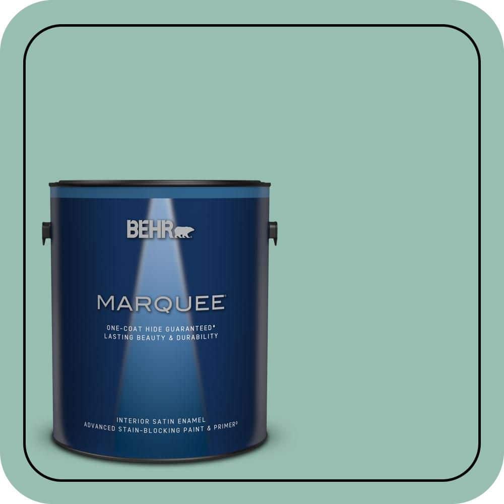 BEHR MARQUEE 1 gal. #PPU12-07 Spring Stream One-Coat Hide Satin Enamel Interior Paint & Primer