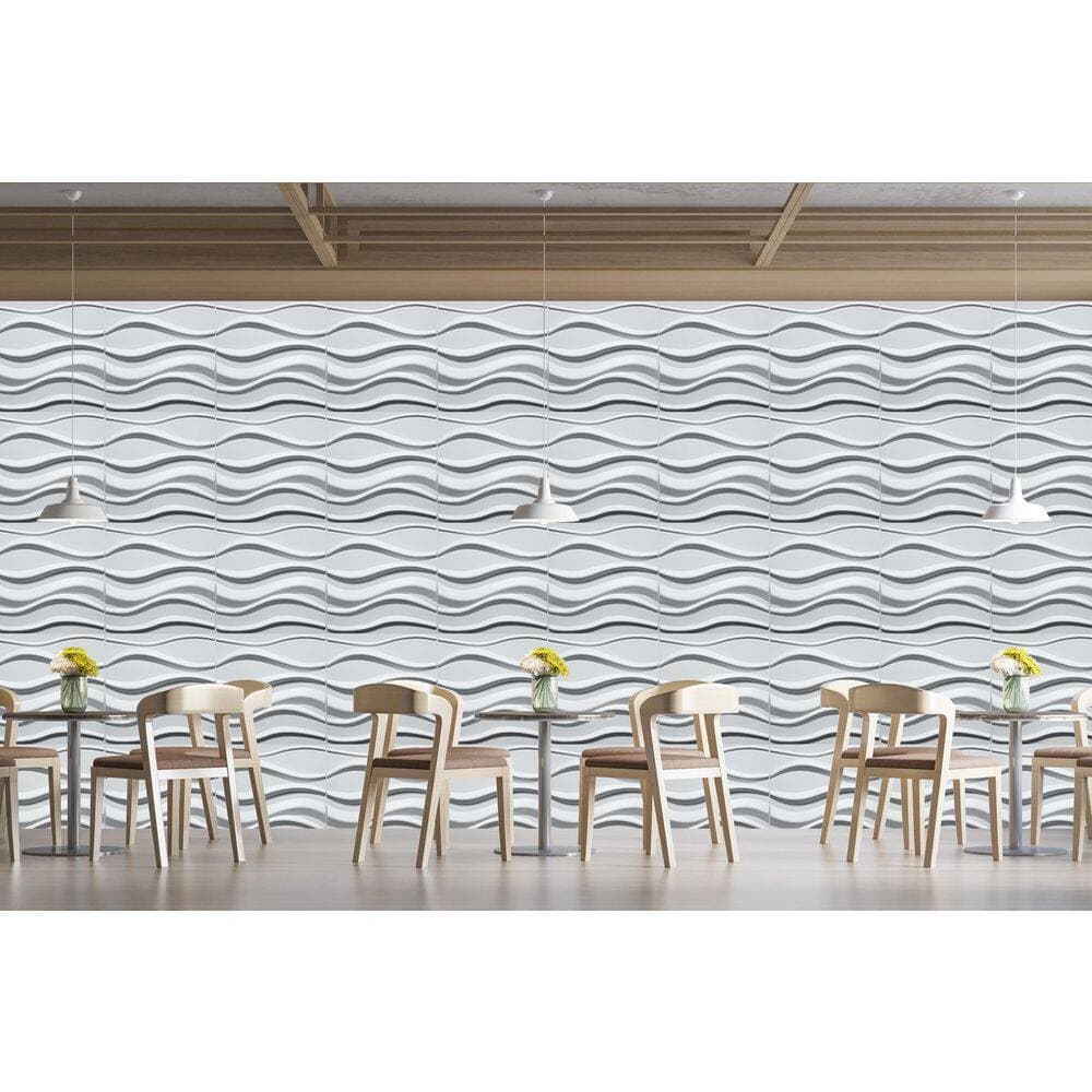 Dundee Deco Falkirk Ross 2/25 in. x 19.7 in. x 19.7 in. White PVC Waves 3D Decorative Wall Panel 5-Pack (3)