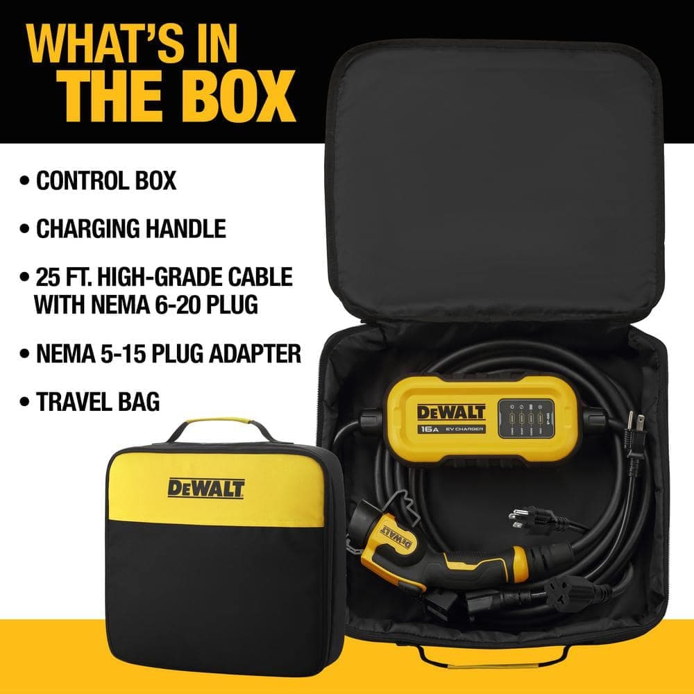 DEWALT Level-2 Portable Electric Vehicle EV Charger up to 16 Amps, 120-240-Volt AC 3.8 KW, 25 Ft. Cable, Weatherproof (3)