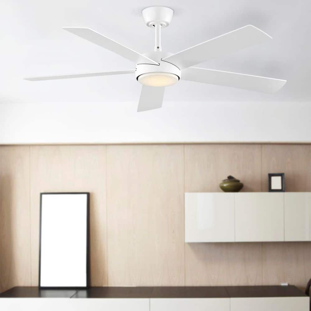 Hampton Bay Benning 52 in. Indoor Matte White Downrod Mount Ceiling Fan with Adjustable White Light LED and Remote Control Included (2)