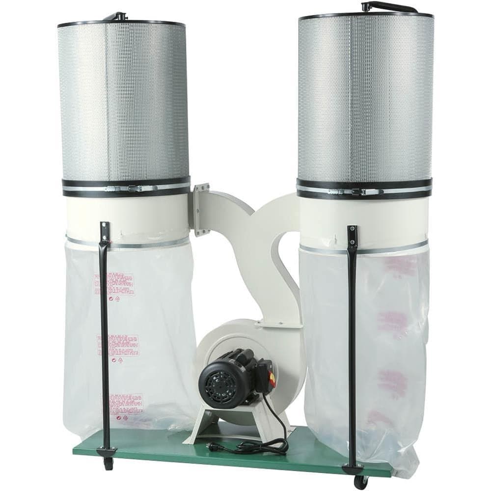 Grizzly Industrial 3 HP Double Canister Dust Collector w/ Aluminum Impeller (2)