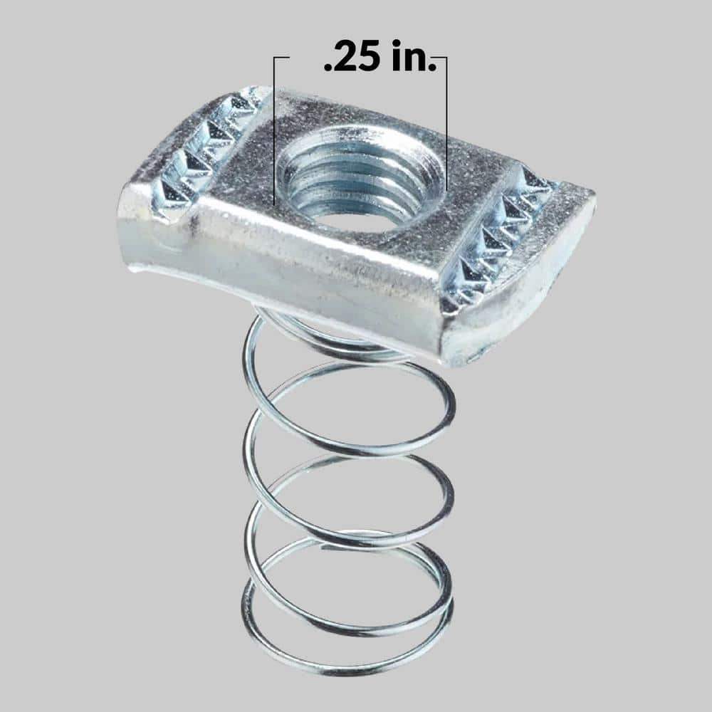 NEWHOUSE ELECTRIC 1/4 in. Strut Channel Spring Nut Coupling, Electro-Galvanized Strut Channel Nuts for A, C-Series Steel Channels, 5-Pack (3)