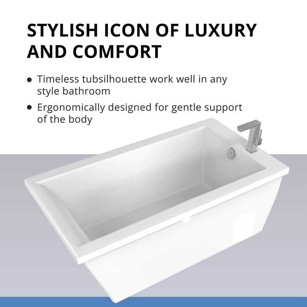 DreamLine Levantine 60 in. W x 36 in. D Fiberglass Freestanding Flatbottom Soaking Bathtub in White (2)