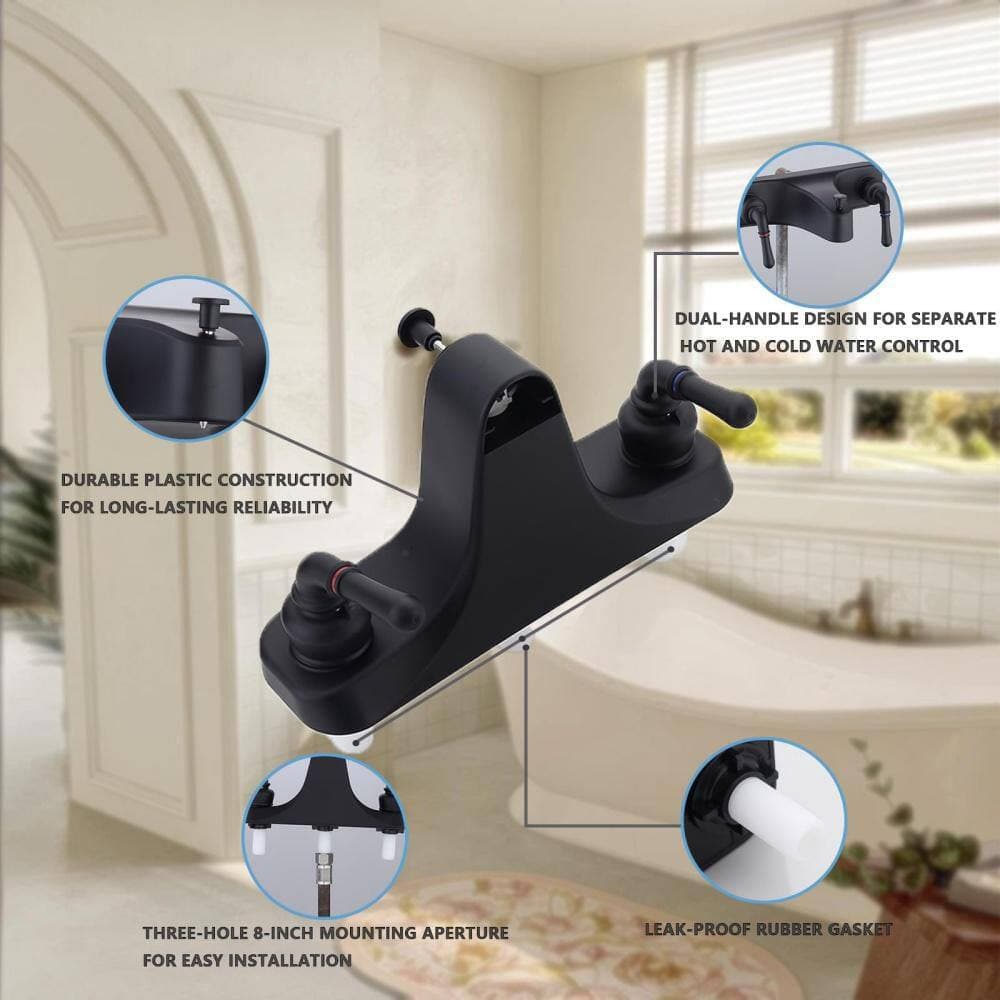 Numhew 8 in. Tub/Shower Faucet Economical 2 Handle Classic Tub and Shower Faucet Diverter for Handheld Shower, Matte Black (3)