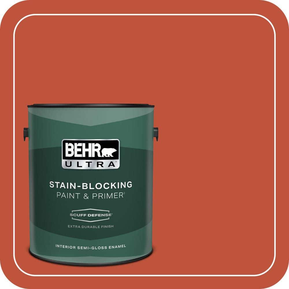 BEHR ULTRA 1 gal. #S-G-200 Glowing Firelight Extra Durable Semi-Gloss Enamel Interior Paint & Primer
