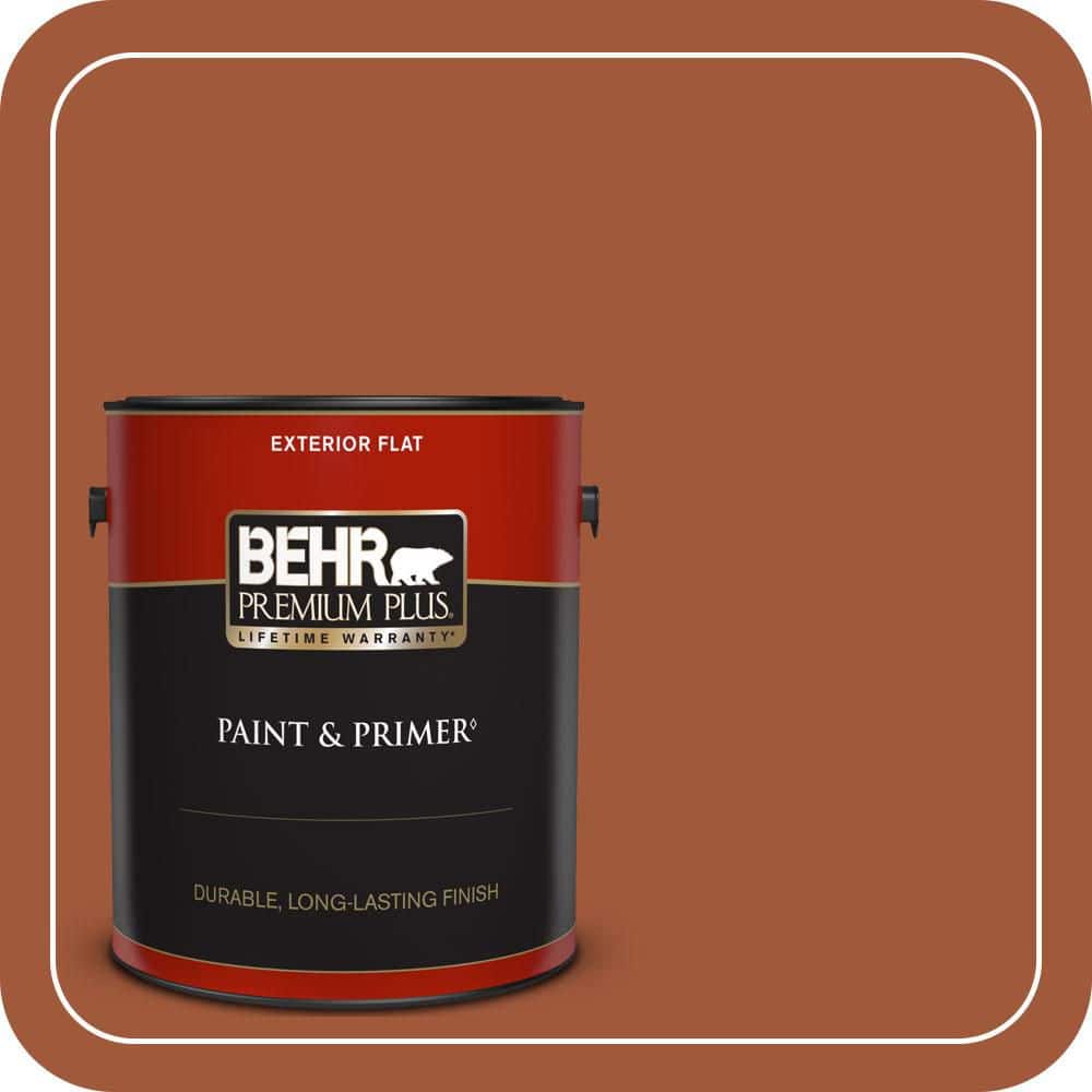 BEHR PREMIUM PLUS 1 gal. #S-H-230 Ground Nutmeg Flat Exterior Paint & Primer