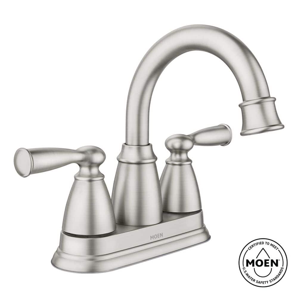 MOEN Banbury 4 in. Centerset Double Handle Bathroom Faucet in Brushed Nickel