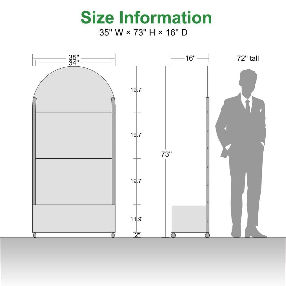 Lirago 72 in. x 35 in. Arched-Top Black Outdoor Metal Privacy Screen Raised Planter Box Wall Decor (2)