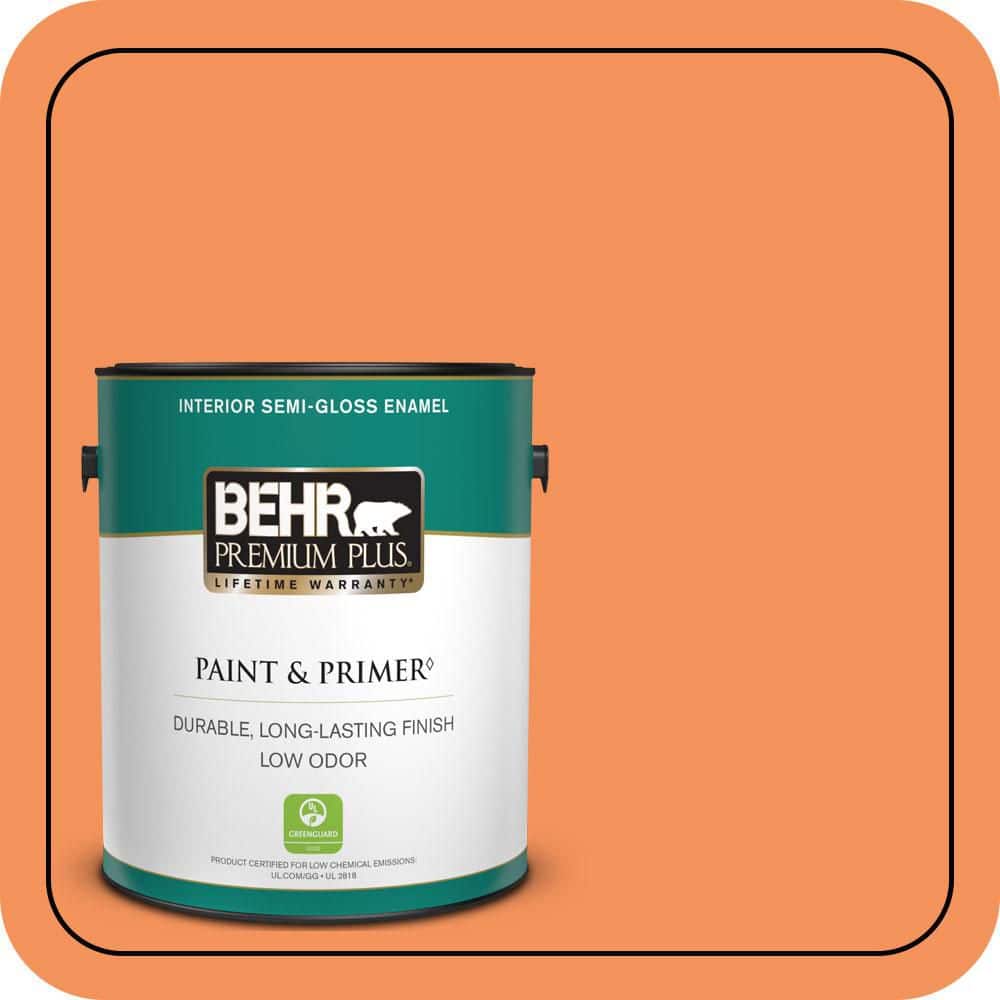 BEHR PREMIUM PLUS 1 gal. #240B-5 Candied Yam Semi-Gloss Enamel Low Odor Interior Paint & Primer