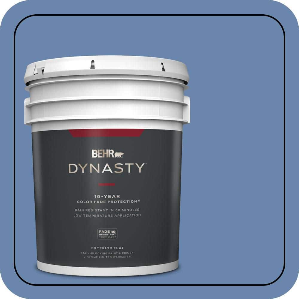 BEHR DYNASTY 5 gal. #M530-5 Cowgirl Blue Flat Exterior Stain-Blocking Paint & Primer