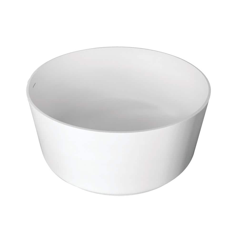 Kingston Brass Arcticstone 52 in. Stone Resin Flatbottom Freestanding Bathtub in Matte White with Drain (1)