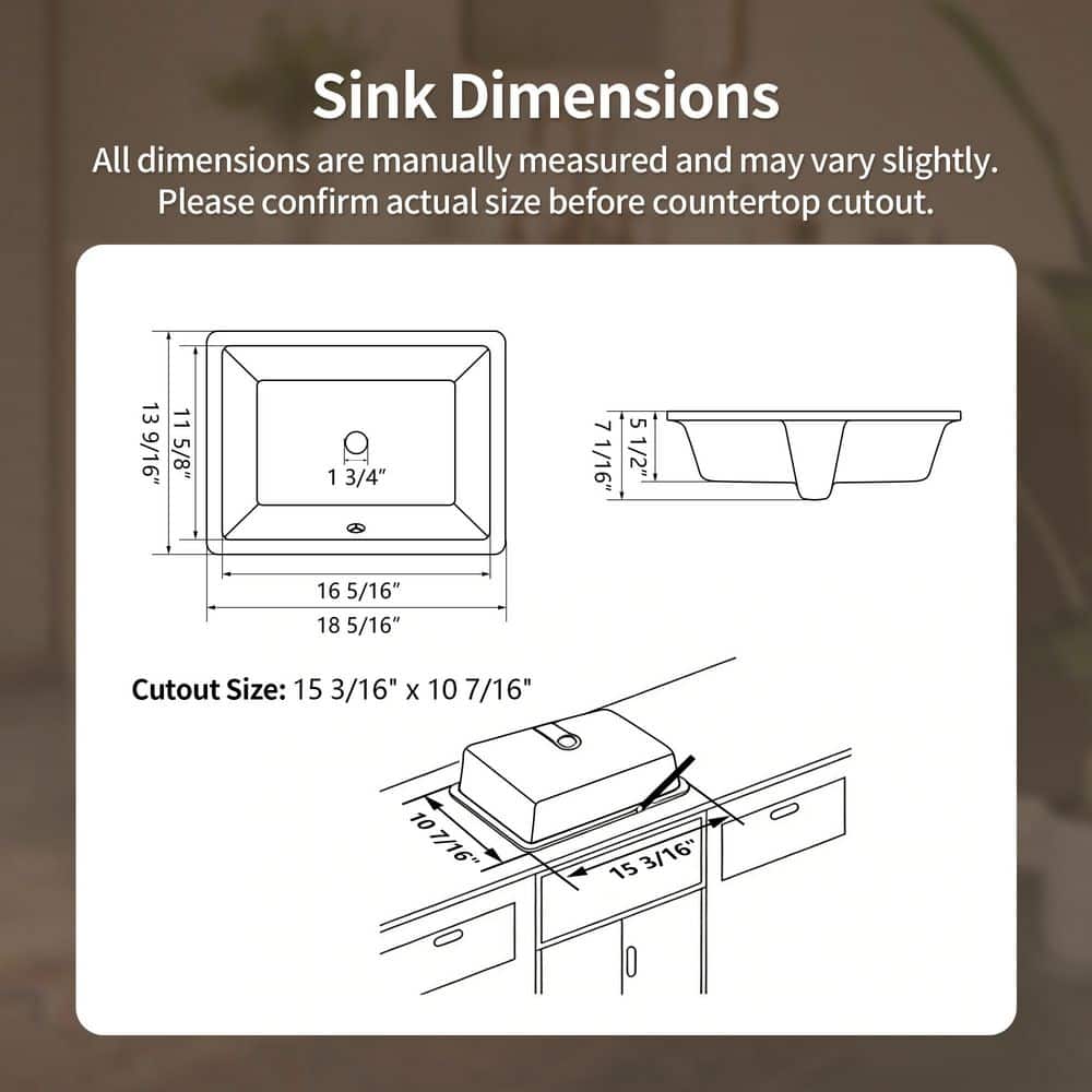 DEERVALLEY 18.31 in. x 13.58 in. Rectangular Undermount Bathroom Sink in White Ceramic with Overflow, Faucet not Included (2)