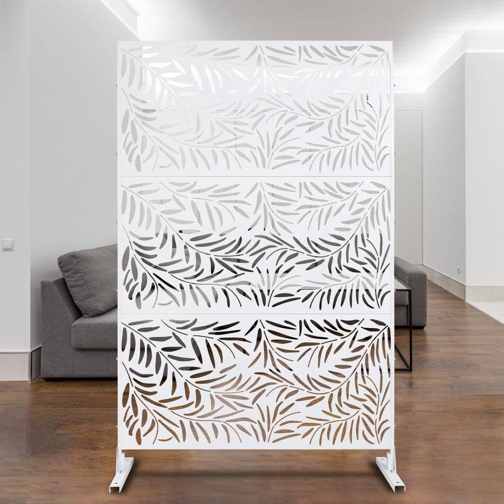 Sudzendf Outdoor and Indoor Freestanding Decorative Privacy Screen Metal Privacy Screen, Fence Panels in White (3)