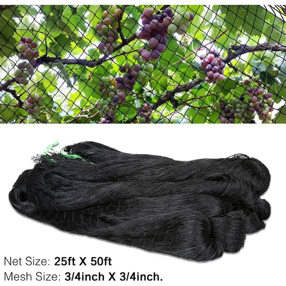 KIWDZFU 25 ft. x 50 ft. Heavy Duty Nylon Bird Netting 3/4 Mesh Garden Net Protects Trees Plants Vegetables Weather Resistant (2)