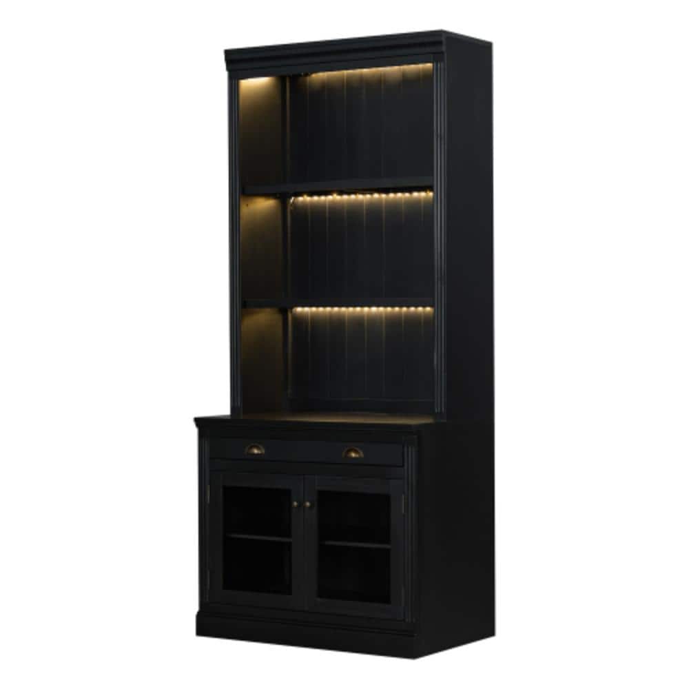 Unbranded 35.8 in. W x 22.4 in. D x 83.4 in. H Bathroom Black Linen Cabinet