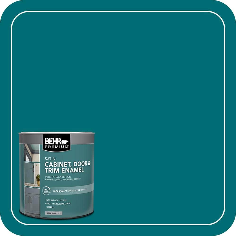 BEHR PREMIUM 1 qt. #MQ6-35 Teal Motif Satin Enamel Interior/Exterior Cabinet, Door & Trim Paint
