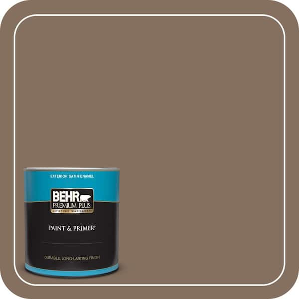 BEHR PREMIUM PLUS 1 qt. #N230-6 Whiskey Barrel Satin Enamel Exterior Paint & Primer (2)