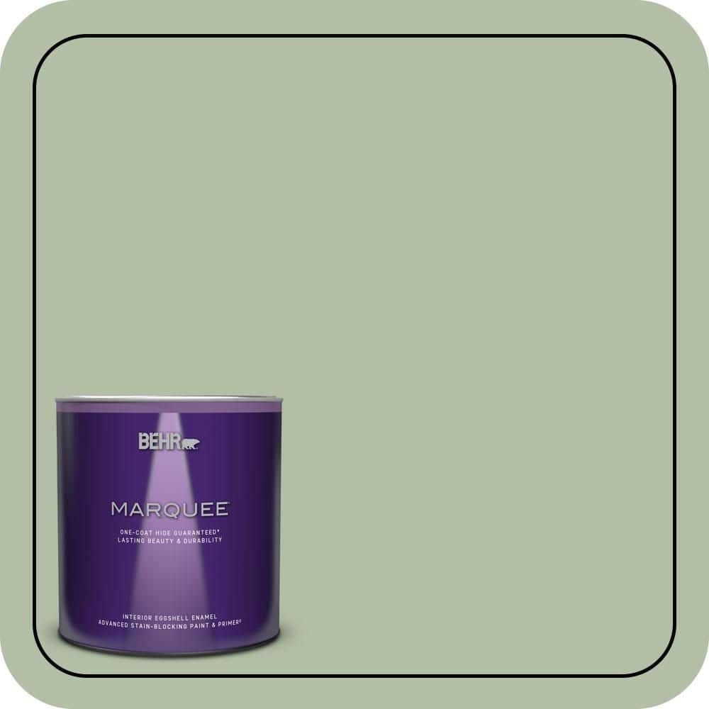 BEHR MARQUEE 1 qt. #S390-3 Creamy Spinach One-Coat Hide Eggshell Enamel Interior Paint & Primer