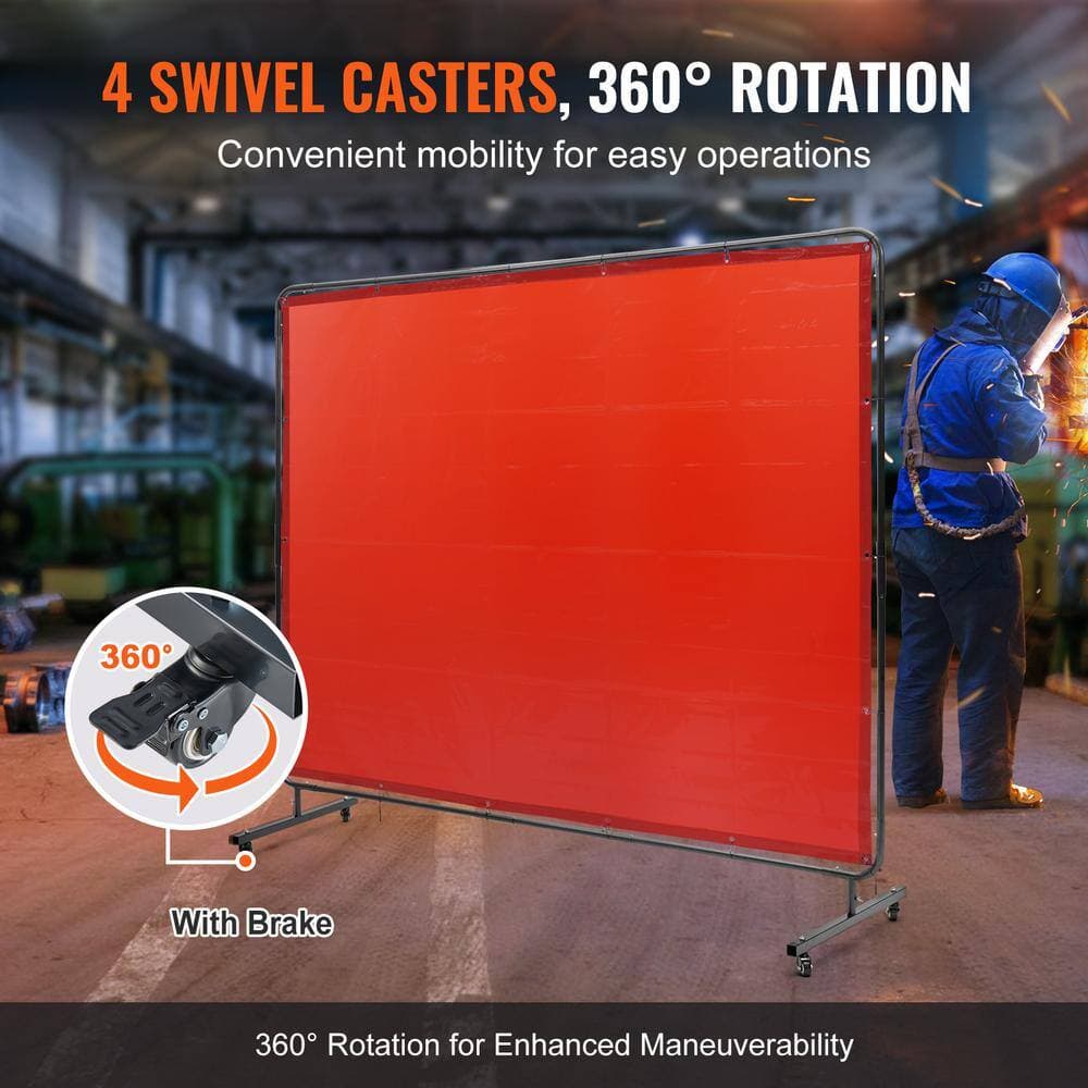 SKYSHALO Welding Screen with Frame 6 ft. x 8 ft. Welding Curtain Screen Flame-Resistant Vinyl Welding Protection Screen Workshop (3)