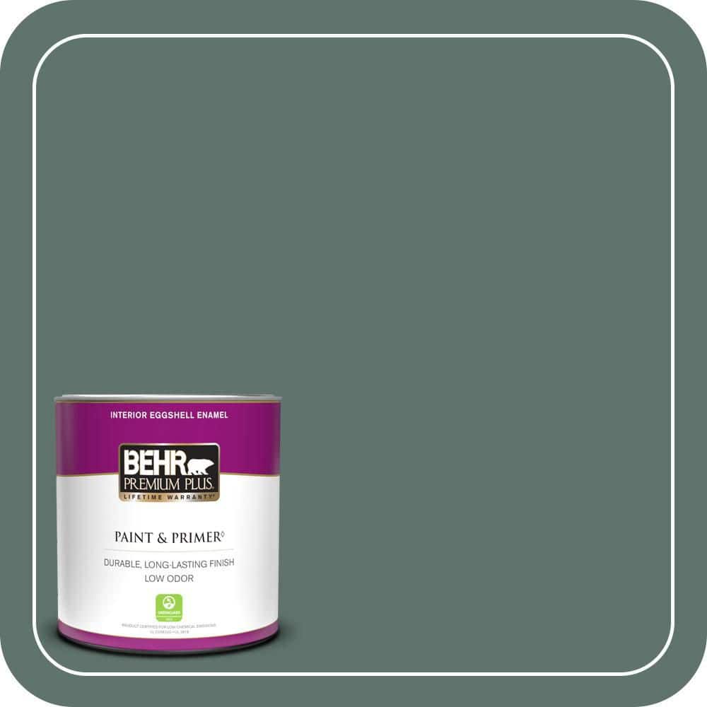 BEHR PREMIUM PLUS 1 qt. #PPU12-17 Cameroon Green Eggshell Enamel Low Odor Interior Paint & Primer