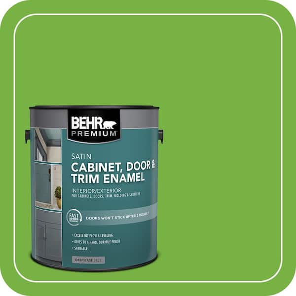 BEHR PREMIUM 1 gal. #S-G-430 Sparkling Apple Satin Enamel Interior/Exterior Cabinet, Door & Trim Paint (2)