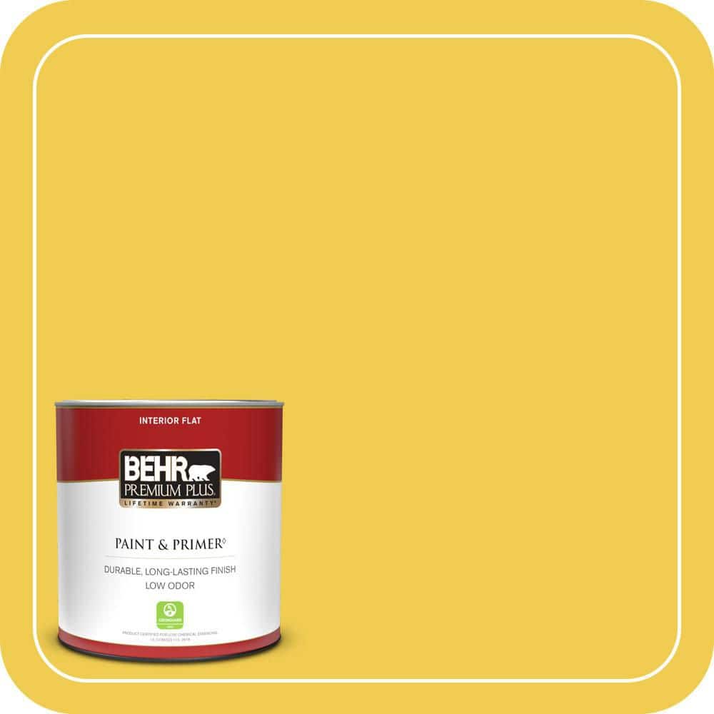 BEHR PREMIUM PLUS 1 qt. #P310-6 Radiant Sun Flat Low Odor Interior Paint & Primer