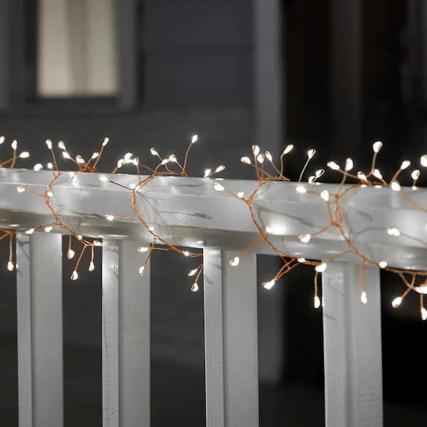 Hampton Bay Outdoor/Indoor 9 ft. Battery Operated 200 Micro Bulbs LED Willow String Light
