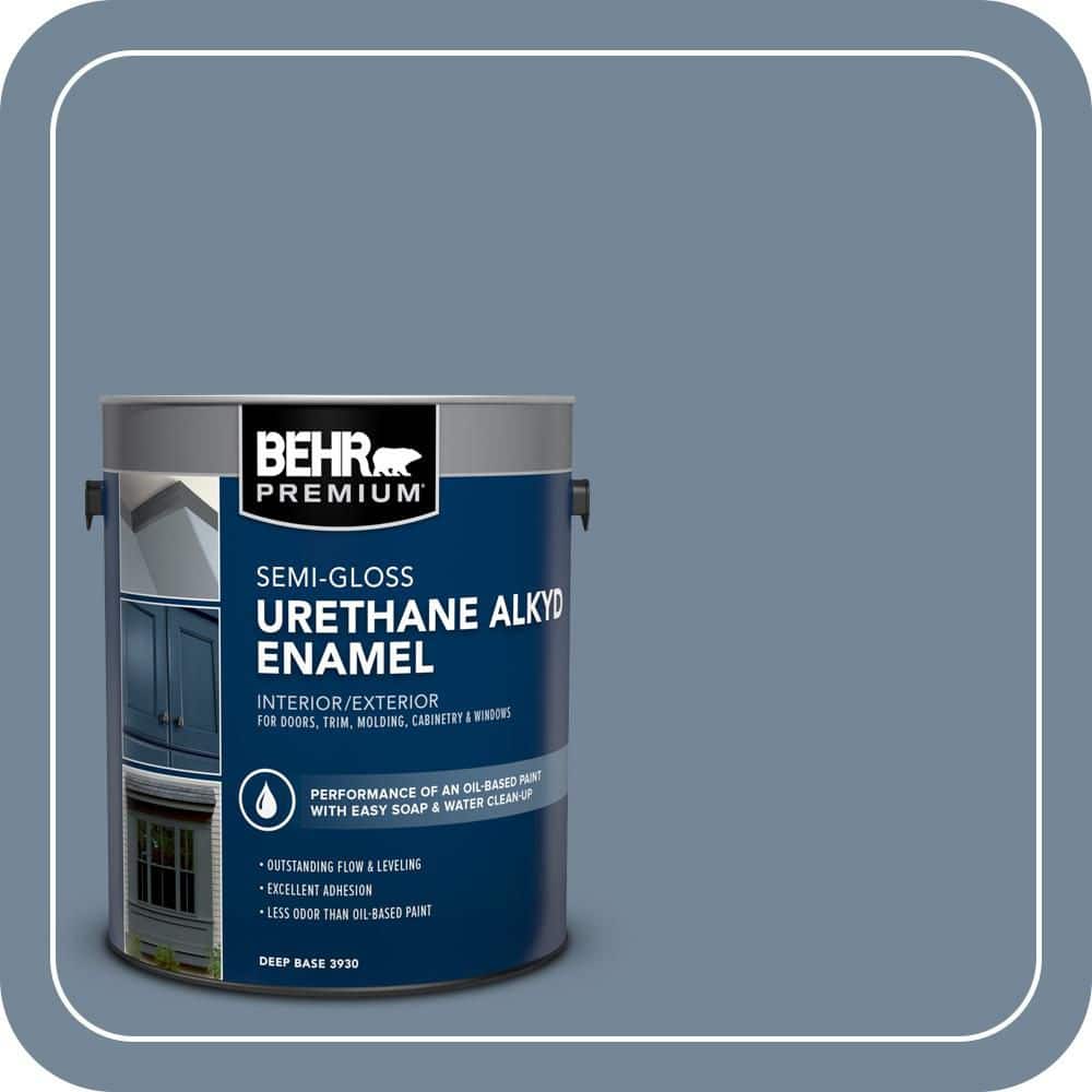 BEHR PREMIUM 1 gal. #570F-5 Skipper Urethane Alkyd Semi-Gloss Enamel Interior/Exterior Paint (1)