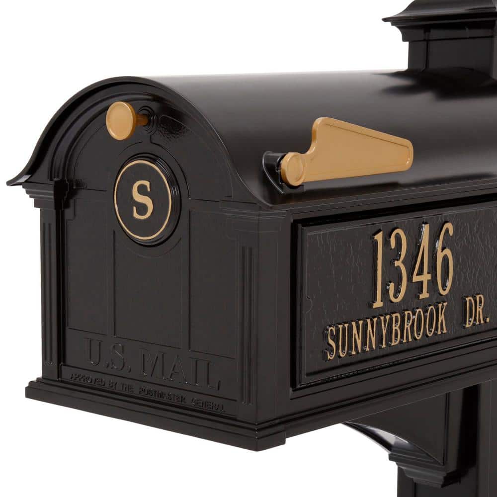 Whitehall Products Balmoral Black Streetside Monogram Mailbox Package (3)