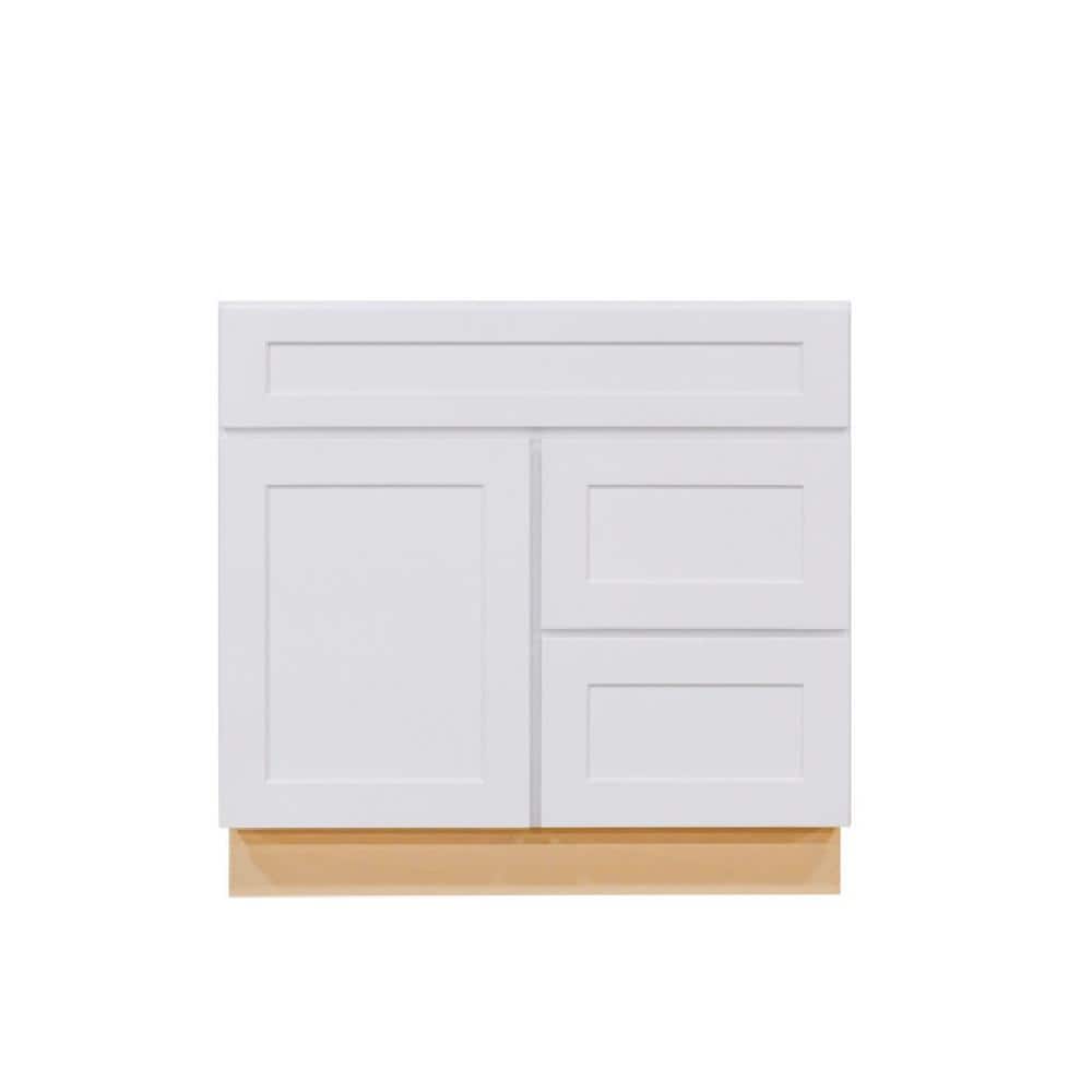 ProCraft Cabinetry Liberty Series Assembled W 21 in. D 34.5 in. H Sink Base Bath Vanity Cabinet Only With Right Drawers