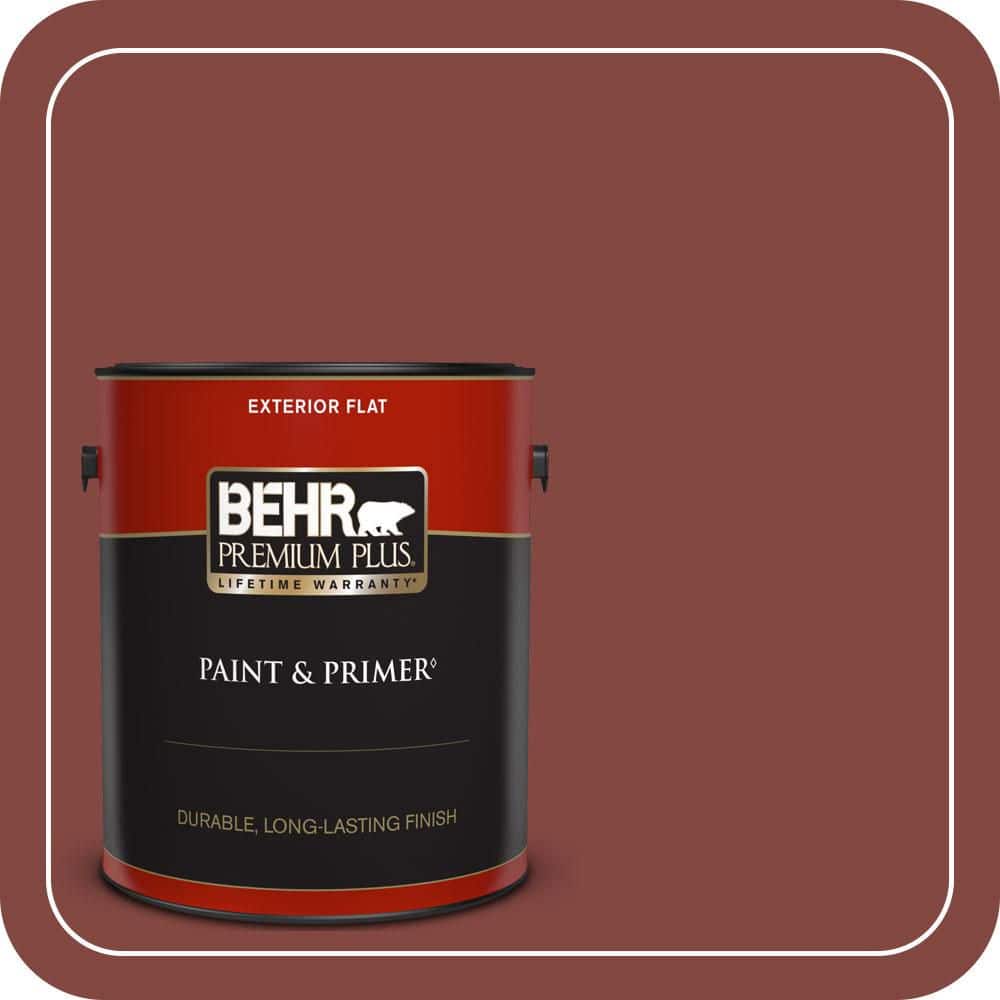BEHR PREMIUM PLUS 1 gal. #S-H-170 Red Brick Flat Exterior Paint & Primer