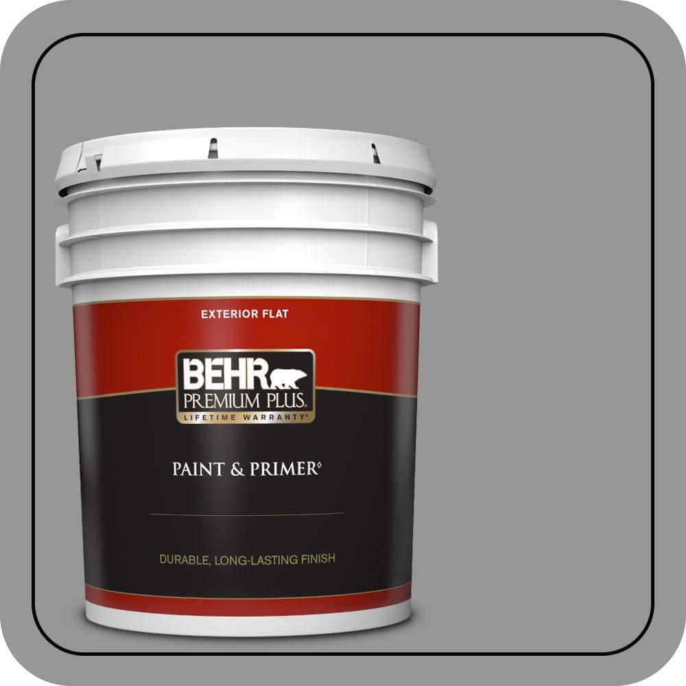 BEHR PREMIUM PLUS 5 gal. #PPU24-19 Shark Fin Flat Exterior Paint & Primer