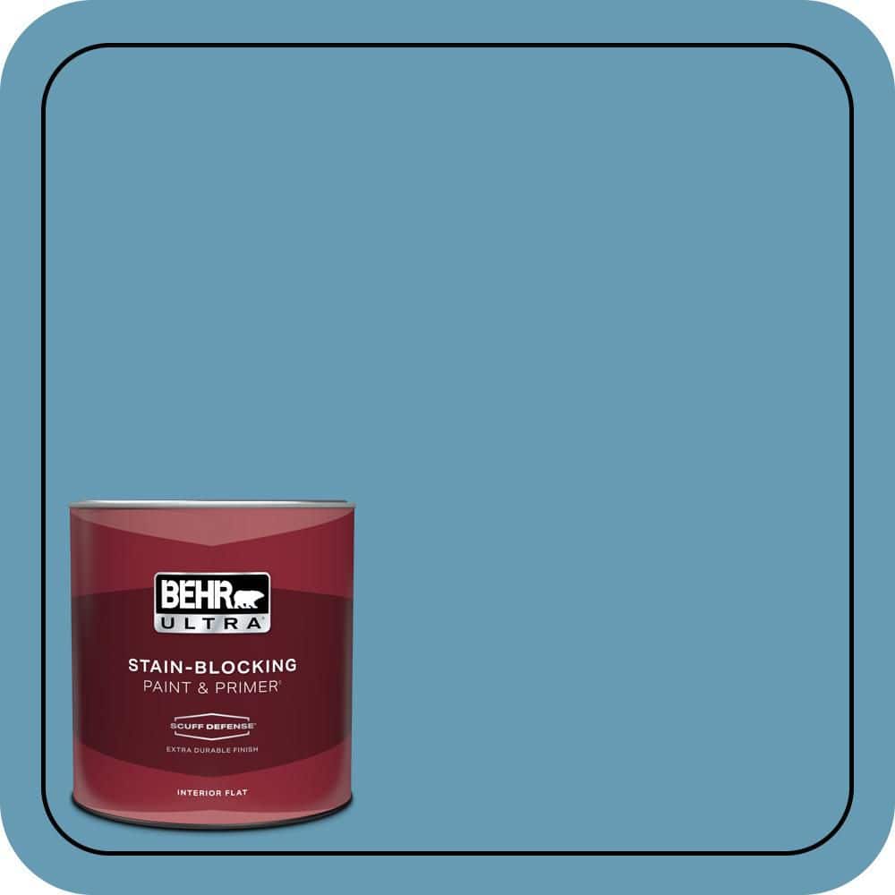 BEHR ULTRA 1 qt. #S490-4 Yacht Blue Extra Durable Flat Interior Paint & Primer (1)