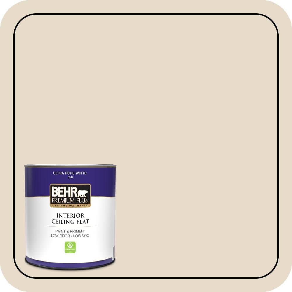 BEHR PREMIUM PLUS 1 qt. #OR-W08 Coco Malt Ceiling Flat Interior Paint & Primer (1)
