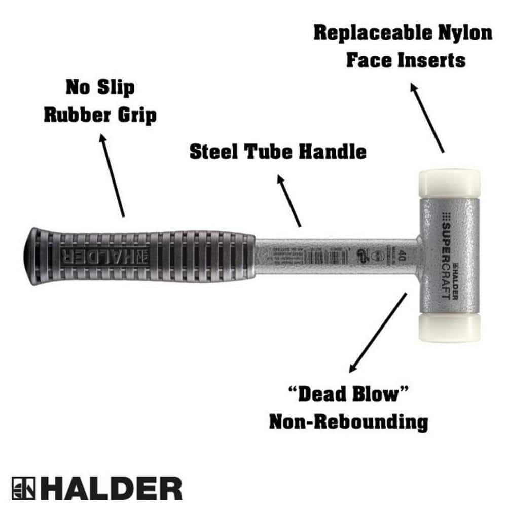 Halder Supercraft 40 Dead Blow 1.78 lbs. Nylon Hammer with 12.01 Metal Handle Rubber Grip (2)