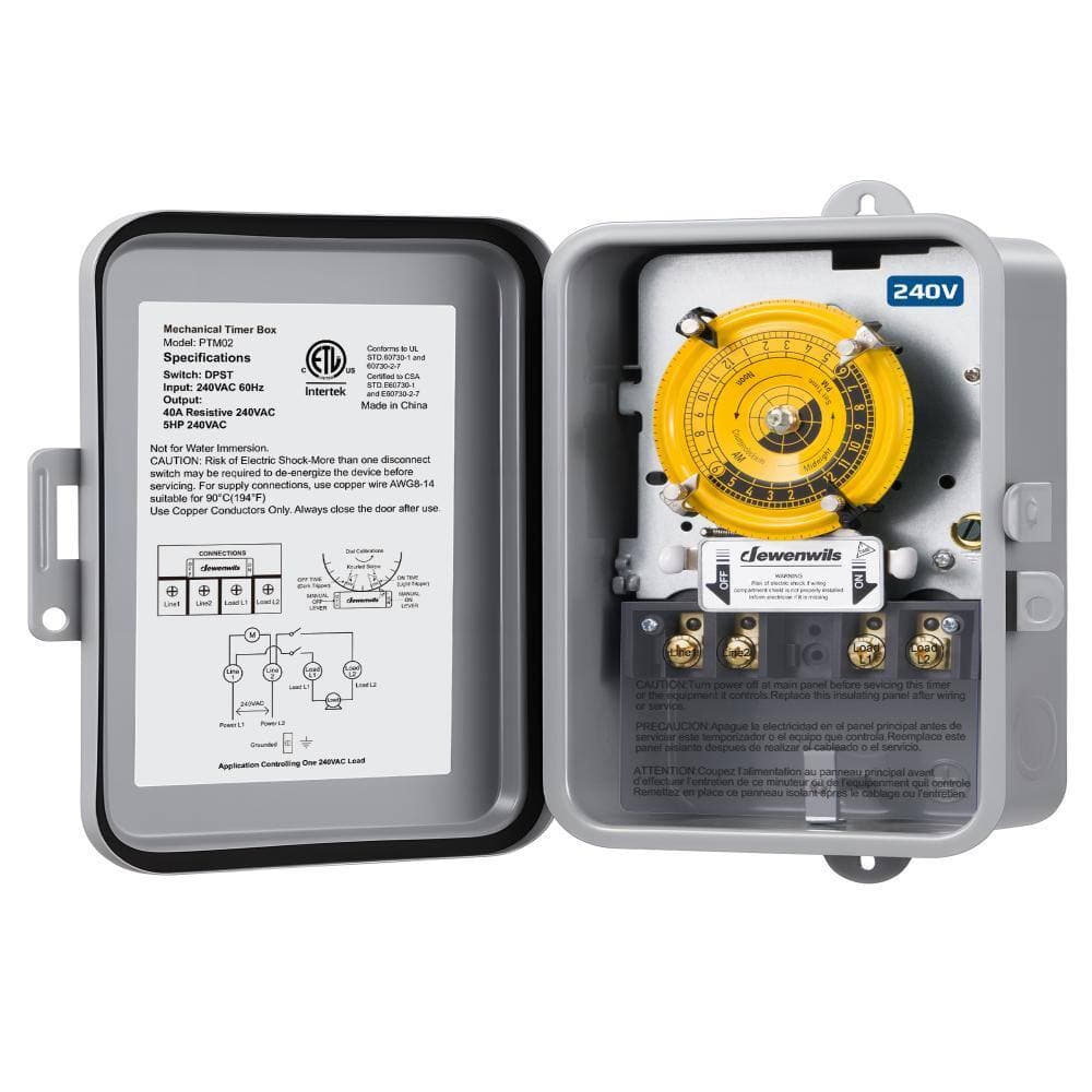 DEWENWILS 40 Amp 24-Hour Outdoor Mechanical Timer with Metal Box, 240VAC 5HP Heavy Duty (2)