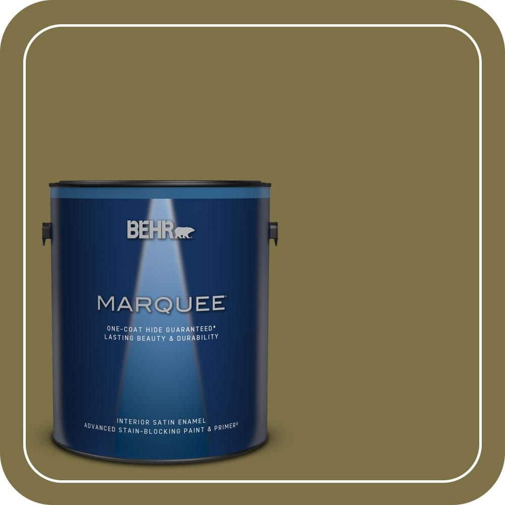 BEHR MARQUEE 1 gal. #S330-7 Olive Shade Satin Enamel Interior Paint & Primer