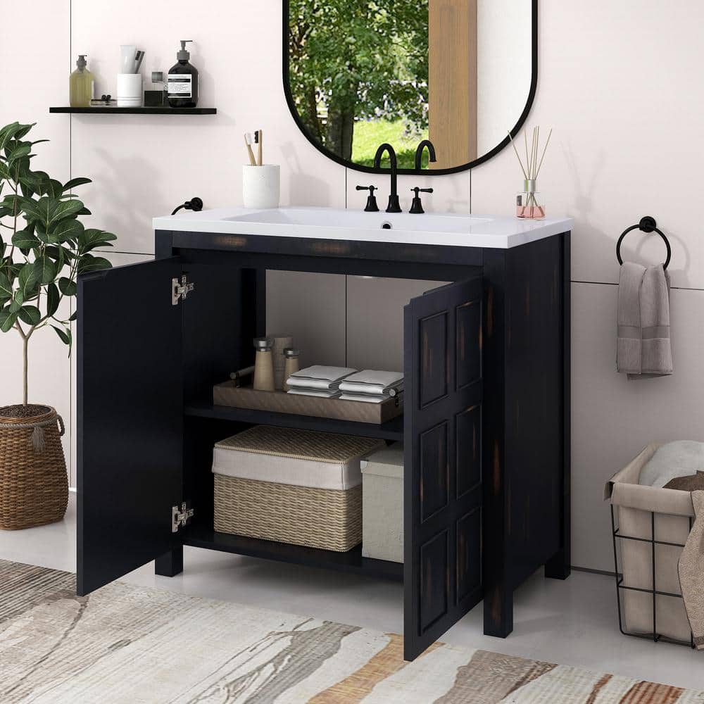COWLOWN 36 in. W x 18 in. D x 34 in. H Bath Vanity Cabinet without Top in Espresso, Bathroom Vanity Organizer with Sink (3)