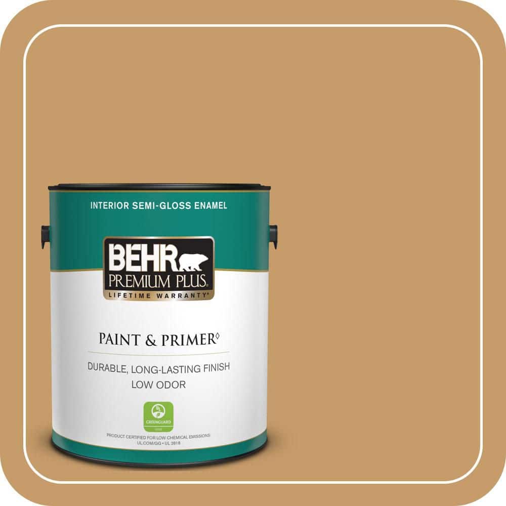 BEHR PREMIUM PLUS 1 gal. #S290-5 Amber Autumn Semi-Gloss Enamel Low Odor Interior Paint & Primer