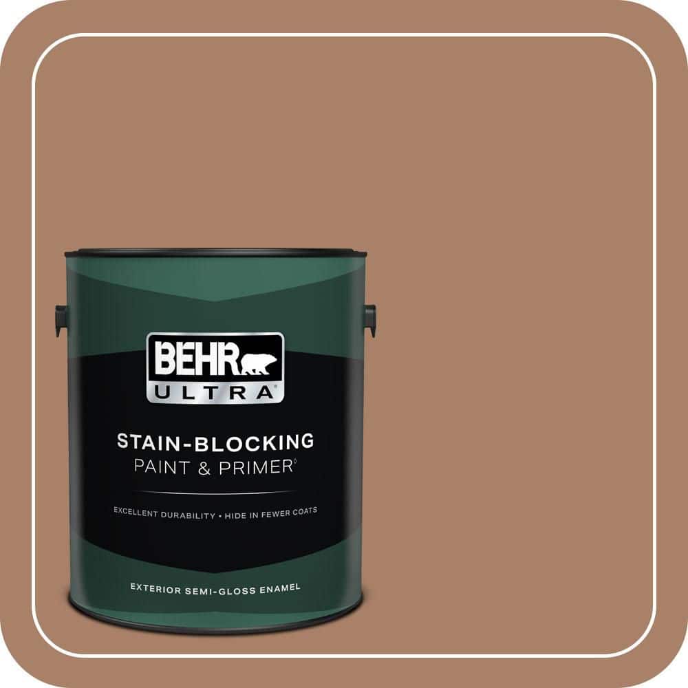 BEHR ULTRA 1 gal. #MQ2-42 Warm Cognac Semi-Gloss Enamel Exterior Paint & Primer
